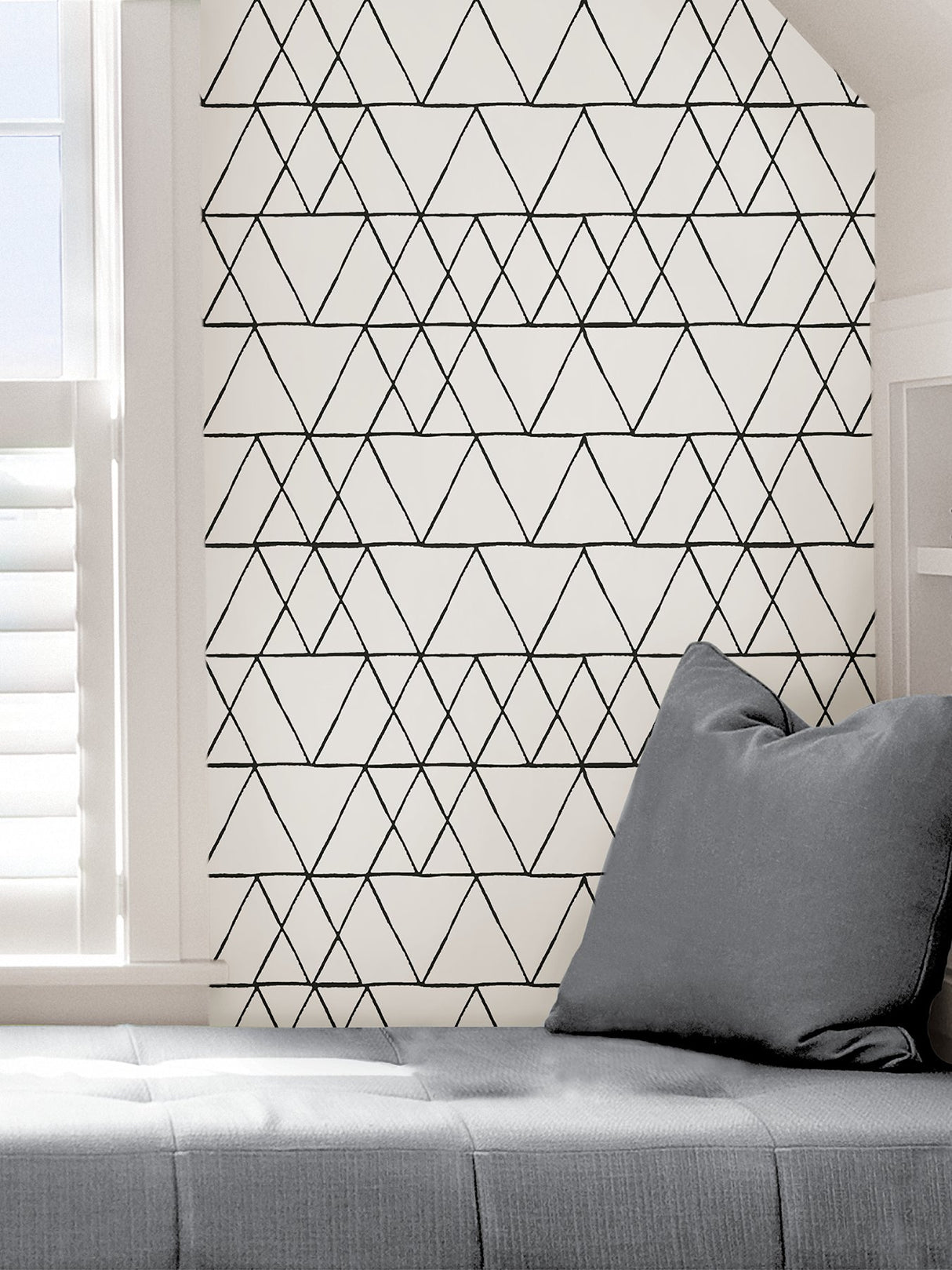 Harris Black Peel & Stick Wallpaper with Geometric Minimalist Pattern - NuWallpaper NUS4379