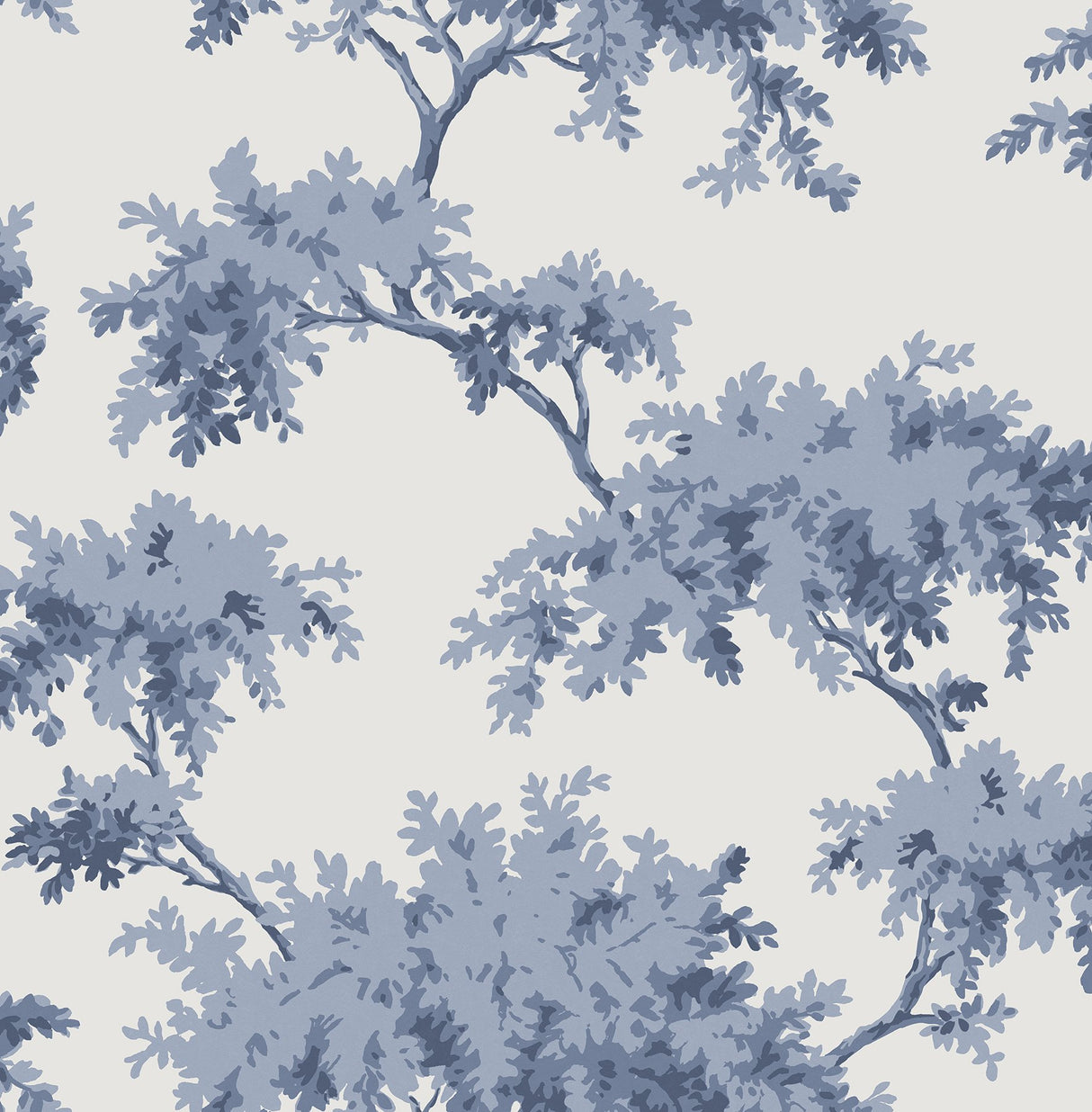 Alder Denim Peel & Stick Wallpaper with Traditional Tree Motif - NuWallpaper NUS4472