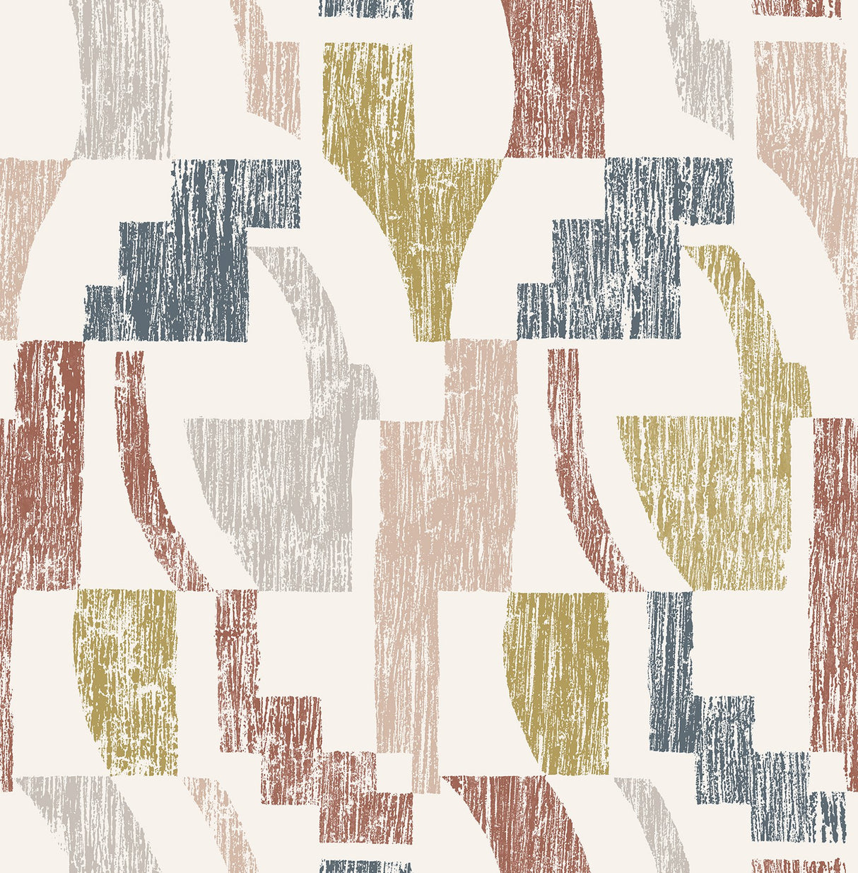 Lenny Warm Geometric Peel & Stick Wallpaper with Bohemian Abstract Motif - NuWallpaper NUS4632