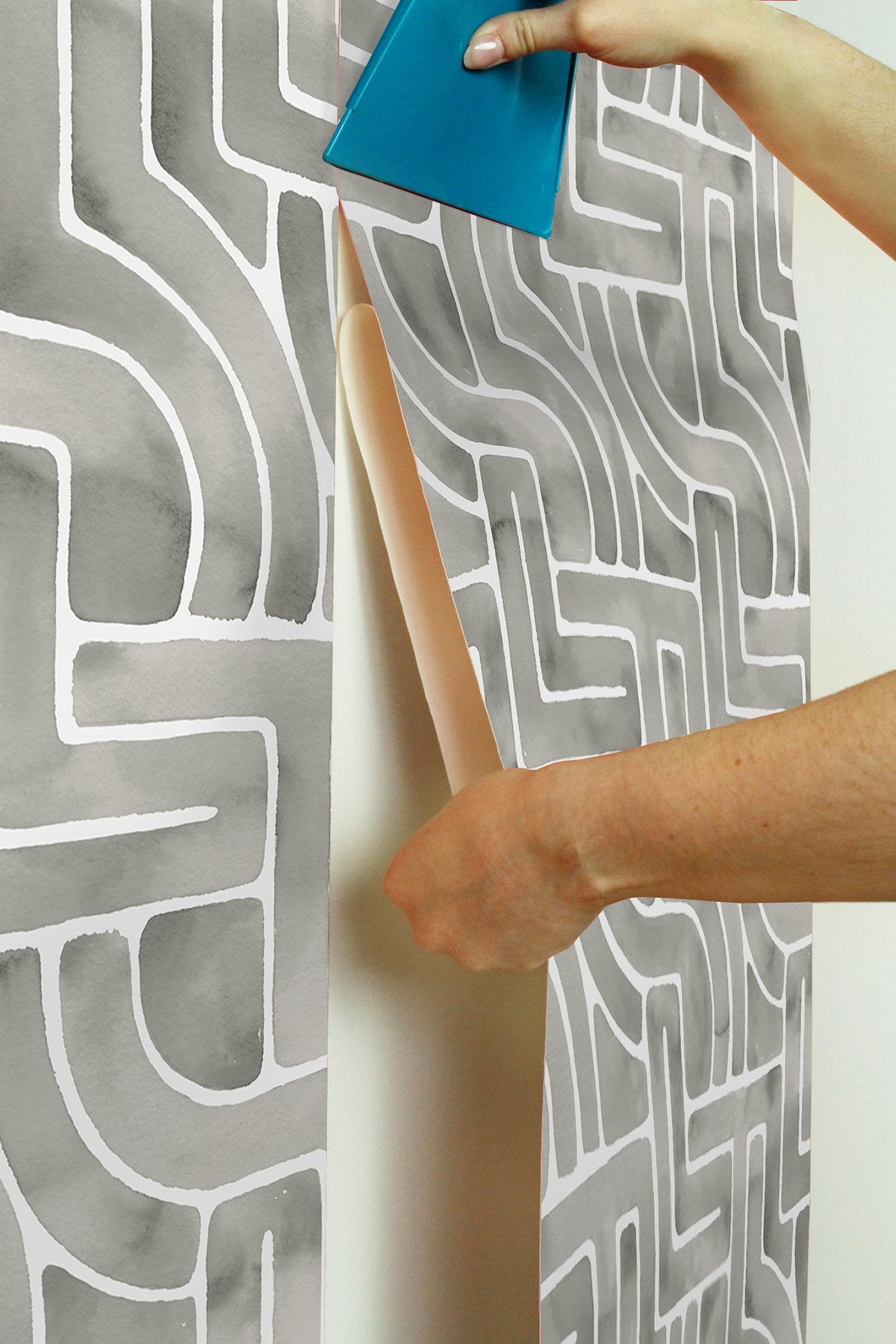 Blythe Grey Peel & Stick Wallpaper with Geometric Abstract Motif - NuWallpaper NUS4936