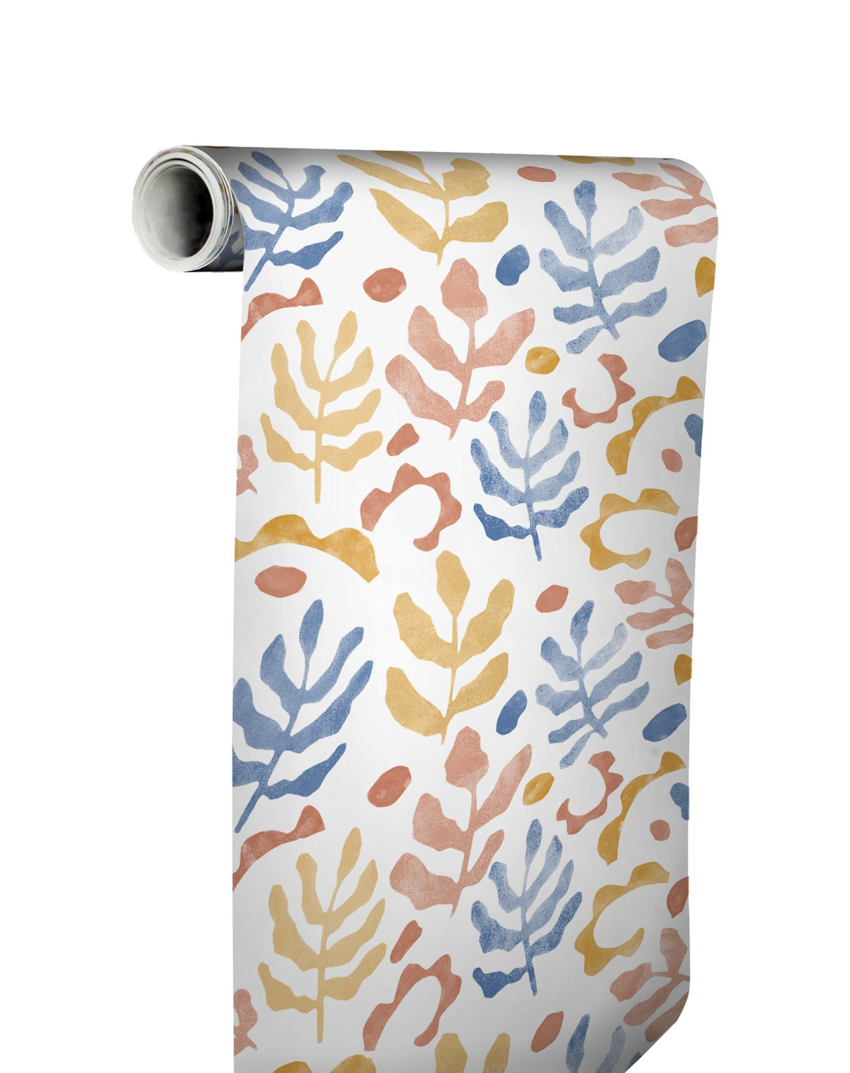 Mira Blue & Orange Peel & Stick Wallpaper with Bohemian Botanical Leaves Pattern - NuWallpaper NUS4938