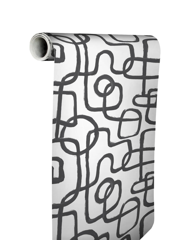 Niko Black Peel & Stick Wallpaper with Abstract Geometric Modern Pattern - NuWallpaper NUS4940