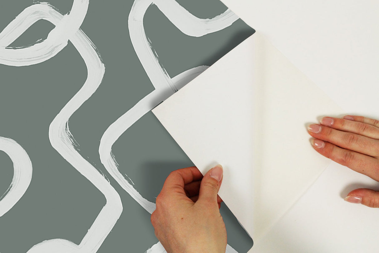 Niko Grey Peel & Stick Wallpaper with Modern Abstract Geometric Looping Motif - NuWallpaper NUS4942