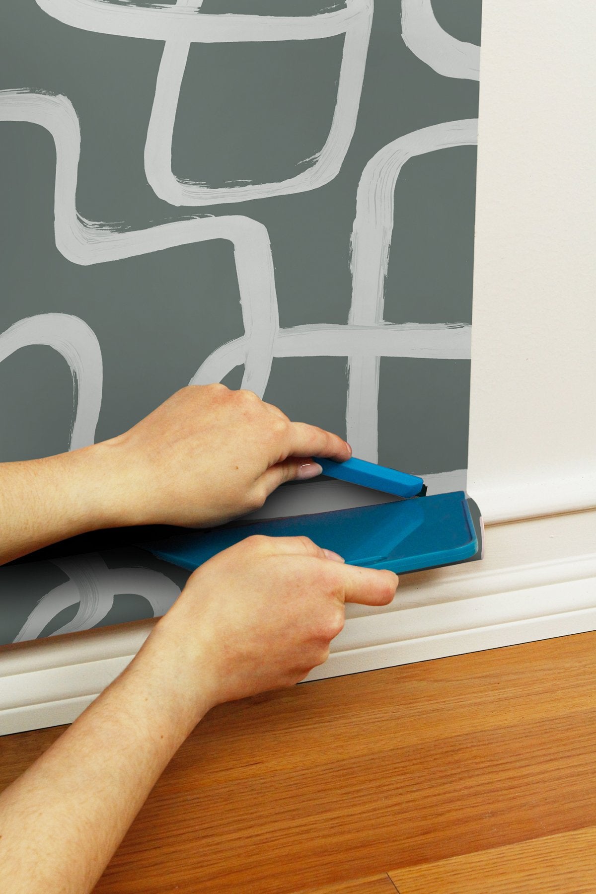 Niko Grey Peel & Stick Wallpaper with Modern Abstract Geometric Looping Motif - NuWallpaper NUS4942