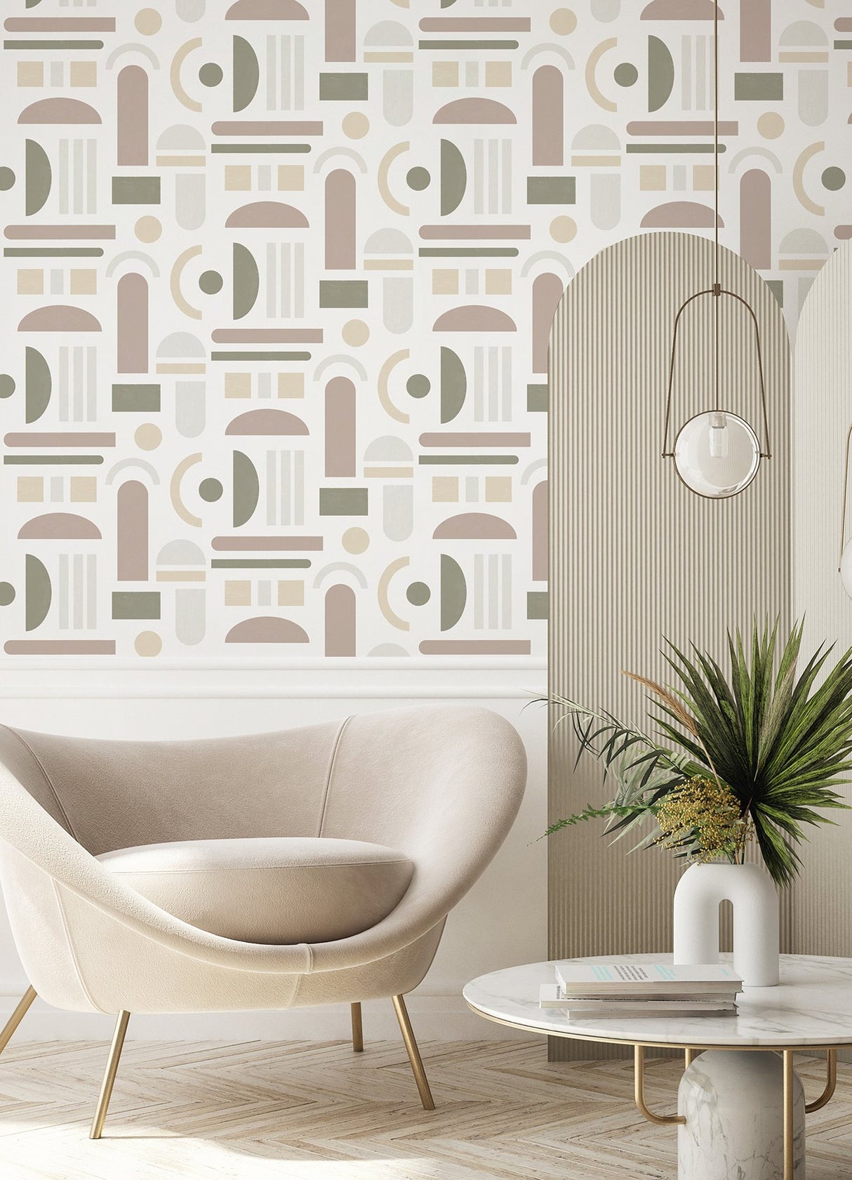 Wiles Terracotta Peel & Stick Wallpaper with Modern Geometric Abstract Pattern - NuWallpaper NUS4944