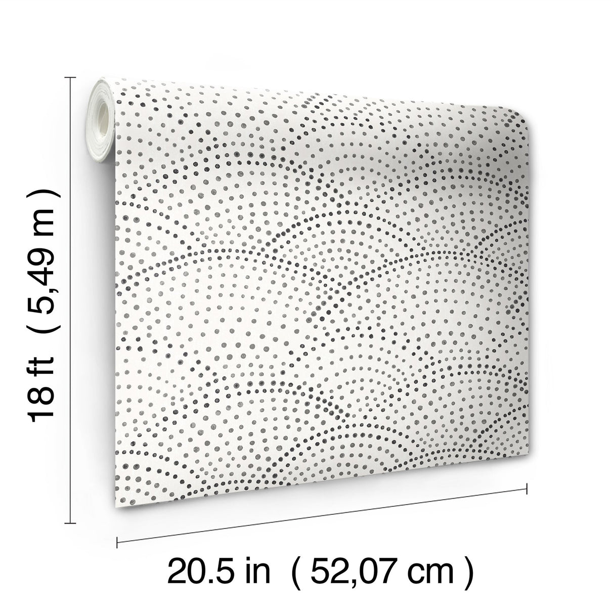 Danton Charcoal Peel & Stick Wallpaper with Whimsical Polka Dots Pattern - NuWallpaper NUS4976