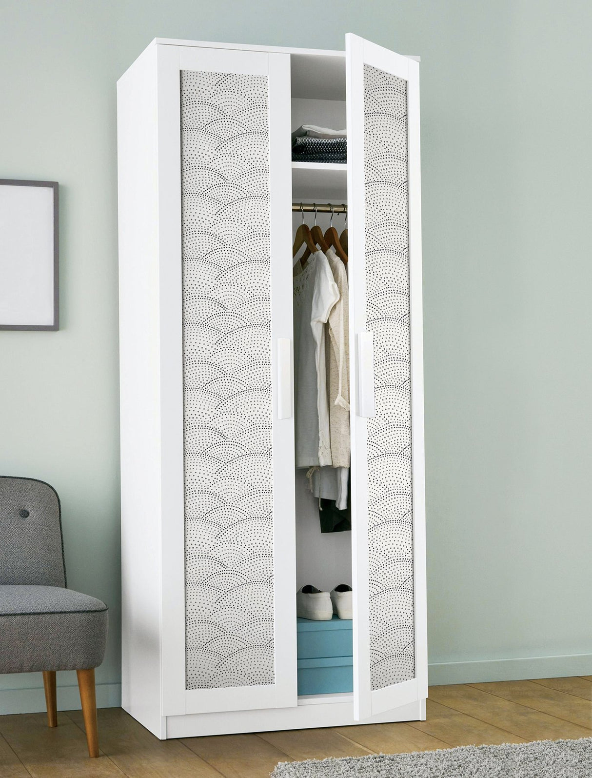 Danton Charcoal Peel & Stick Wallpaper with Whimsical Polka Dots Pattern - NuWallpaper NUS4976