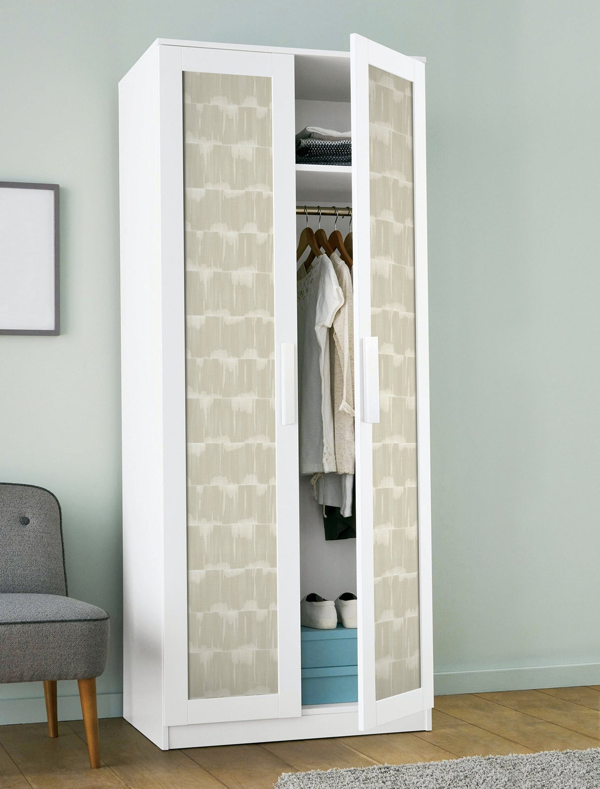 Dallas Beige Peel & Stick Wallpaper with Modern Stripes Pattern - NuWallpaper NUS4979