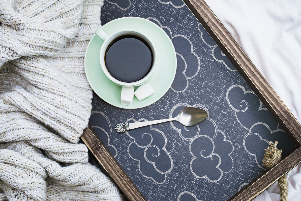 Alto Navy Peel & Stick Wallpaper with Whimsical Cloud Graphics - NuWallpaper NUS4981