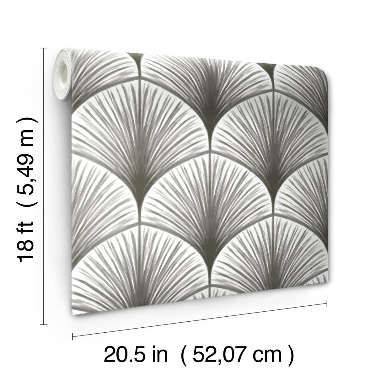 Amari Grey Peel & Stick Wallpaper with Art Deco Fan Ogee - NuWallpaper NUS4985