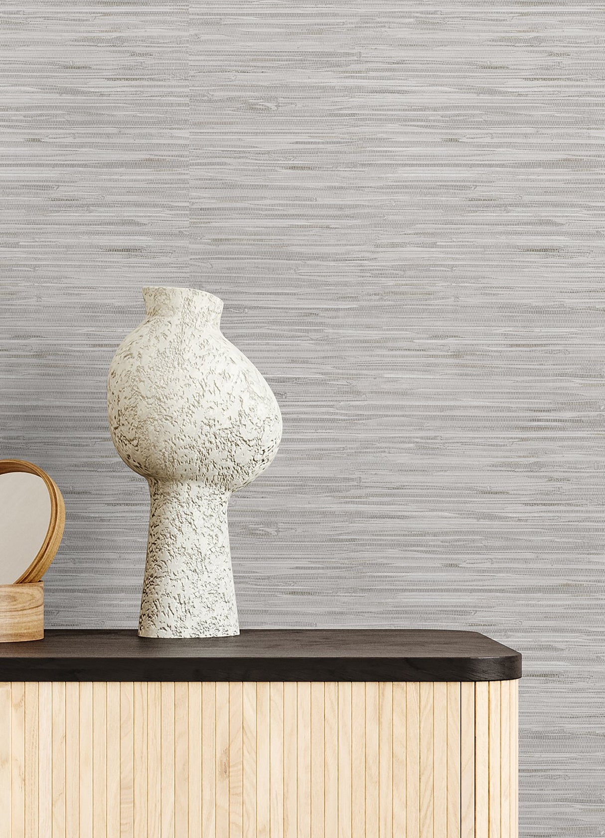 Grassweave Grey Peel & Stick Wallpaper with Faux Grasscloth Texture - NuWallpaper NUS4994
