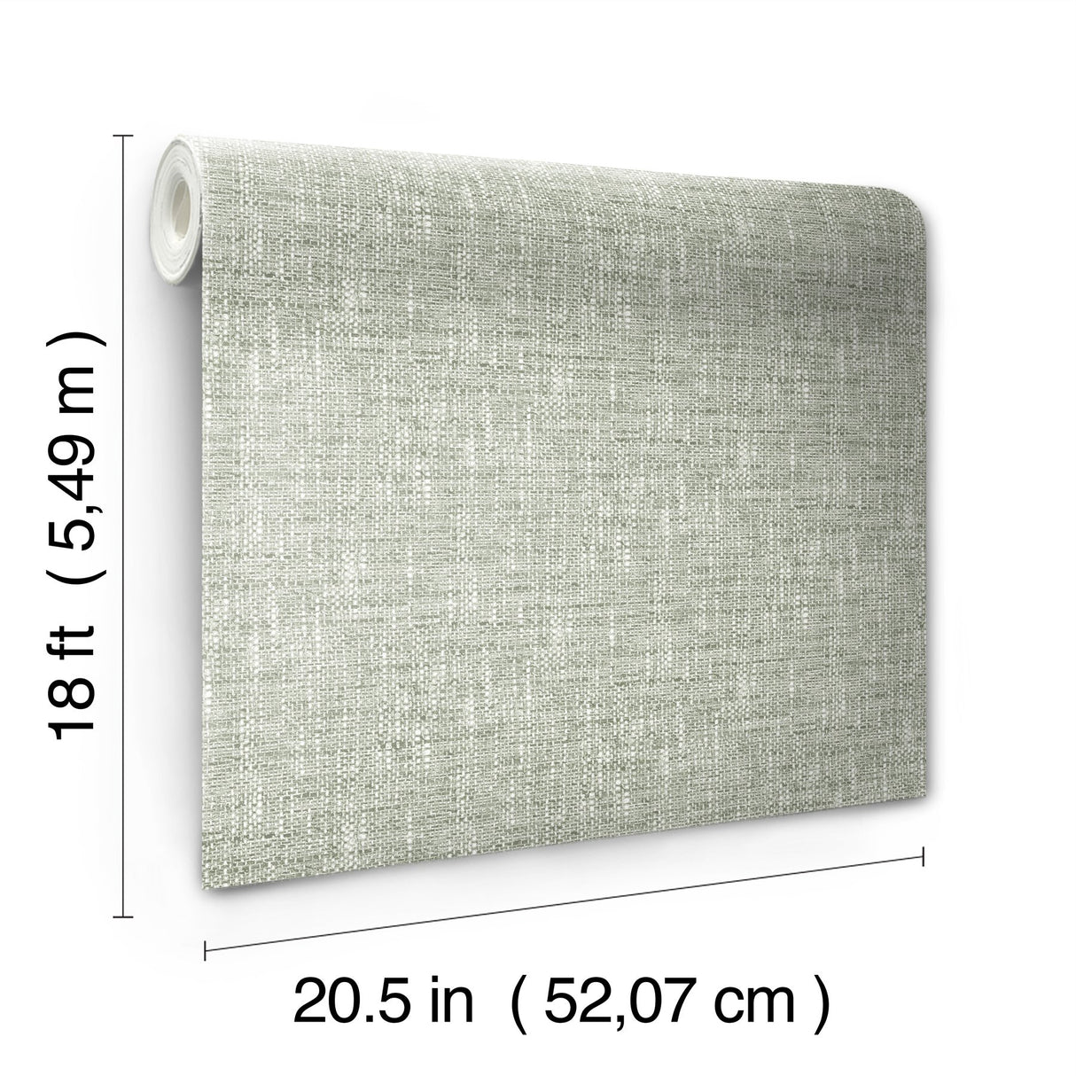 Poplin Sage Peel & Stick Wallpaper with Fabric Texture Pattern, Traditional Style - NUS5000