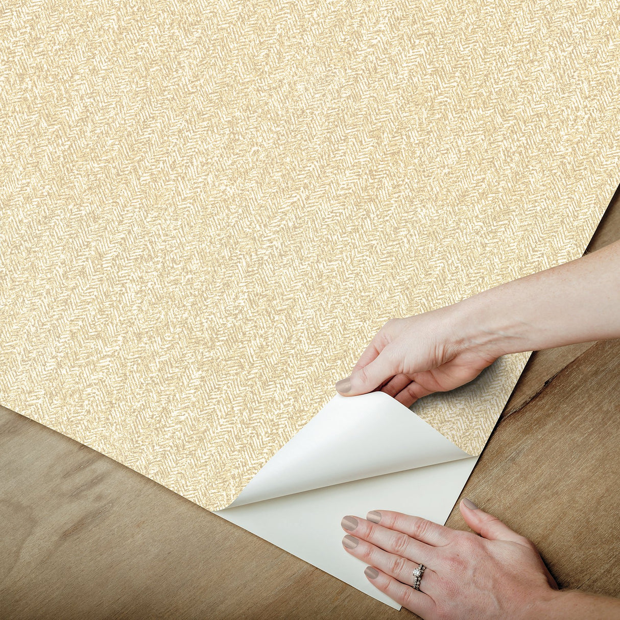 Ashland Yellow Peel & Stick Wallpaper with Fabric Textures Raised Ink - Brewster NUS5004
