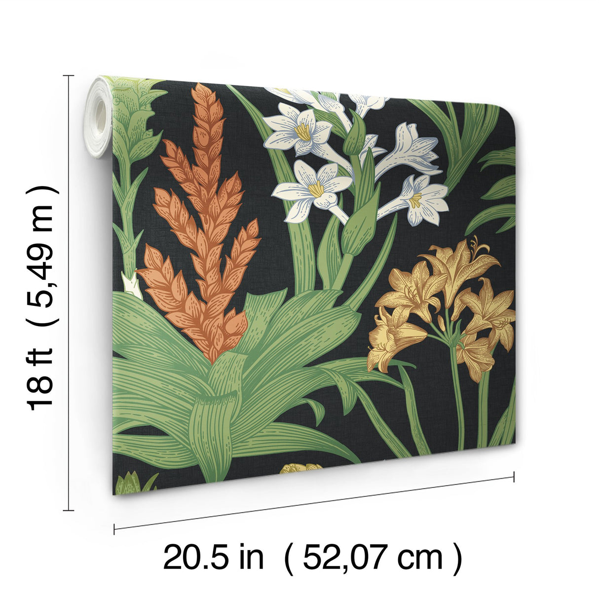 Blooming Villa Black Peel & Stick Wallpaper