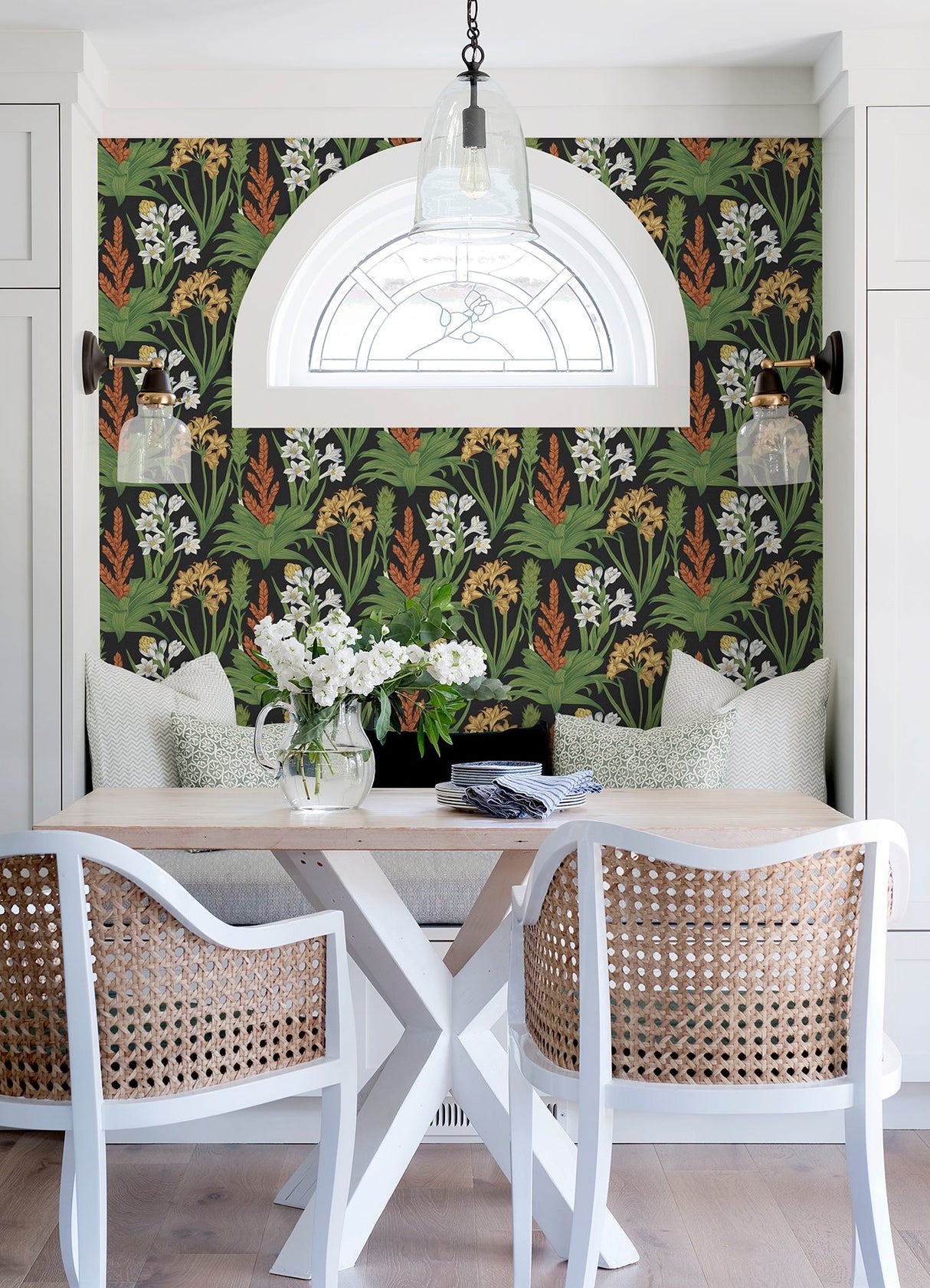 Blooming Villa Black Peel & Stick Wallpaper