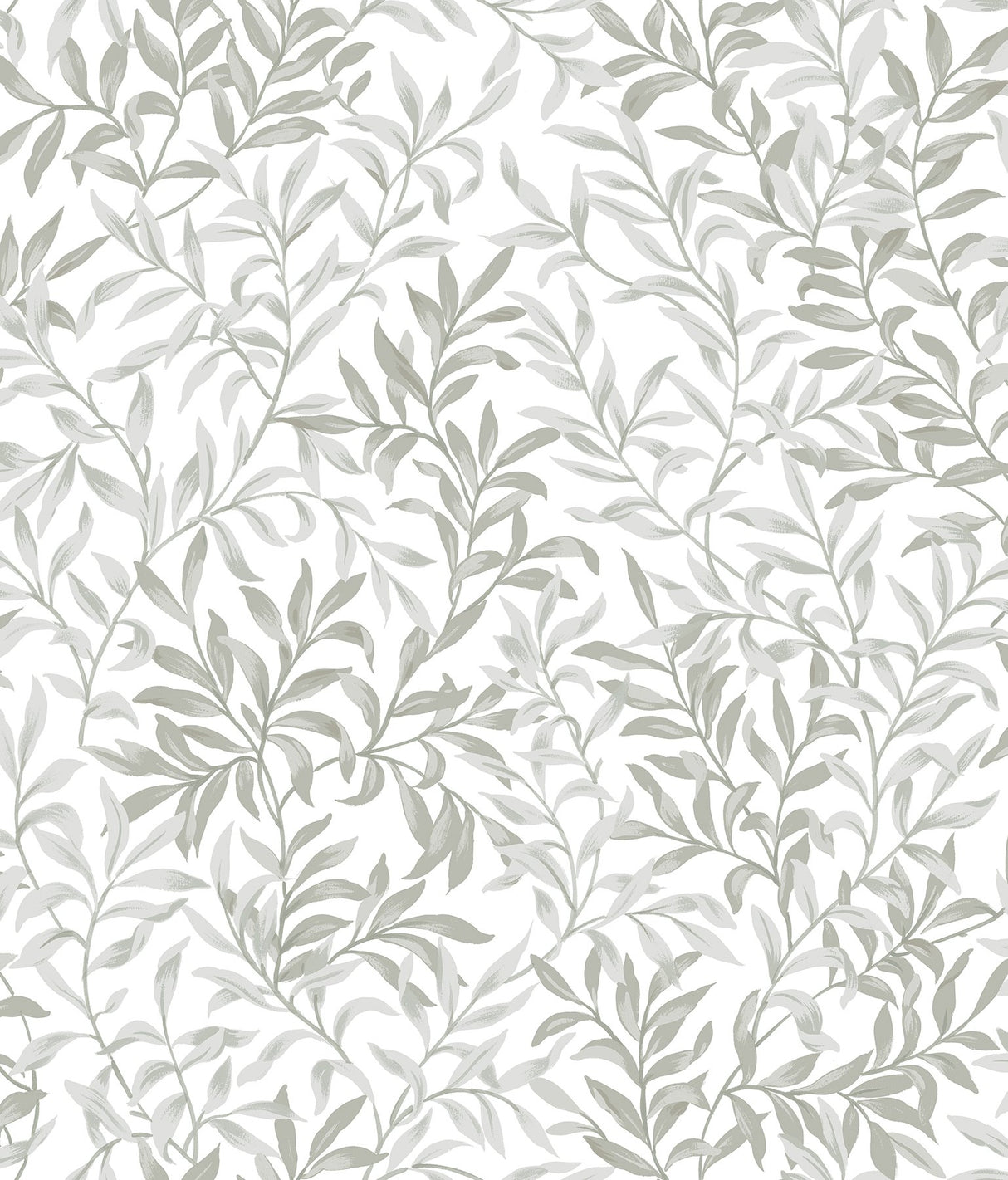 Terrace Vines Sea Salt Grey Peel & Stick Wallpaper with Botanical Vining Greenery - NuWallpaper NUS6099