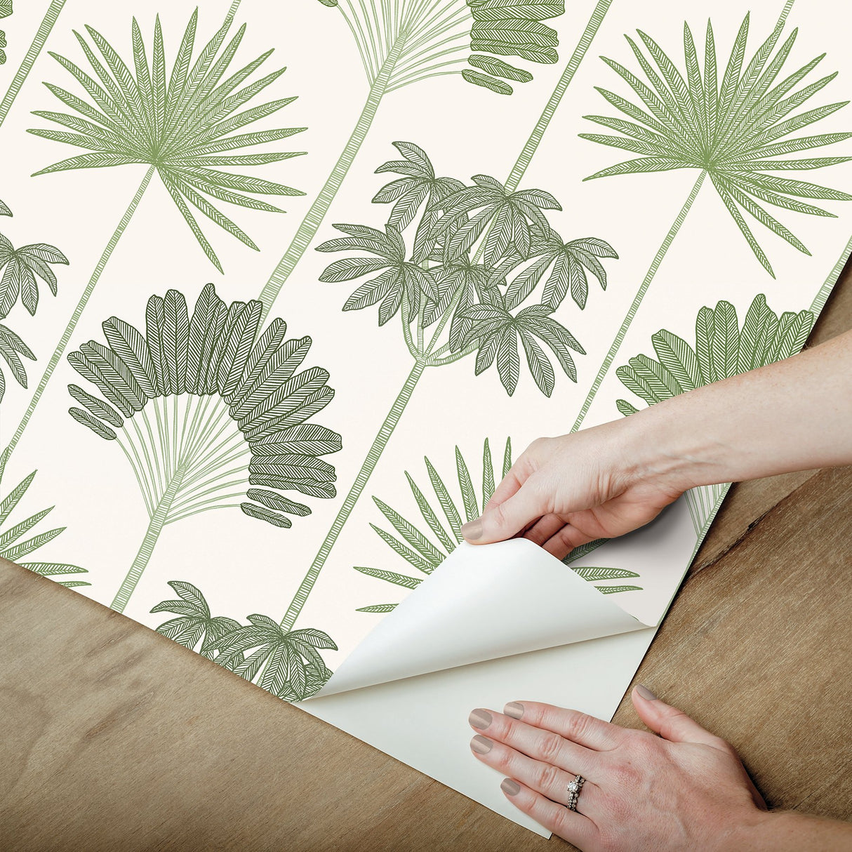 Kentia Green Peel & Stick Wallpaper with Botanical Palm Trees - NuWallpaper NUS6188