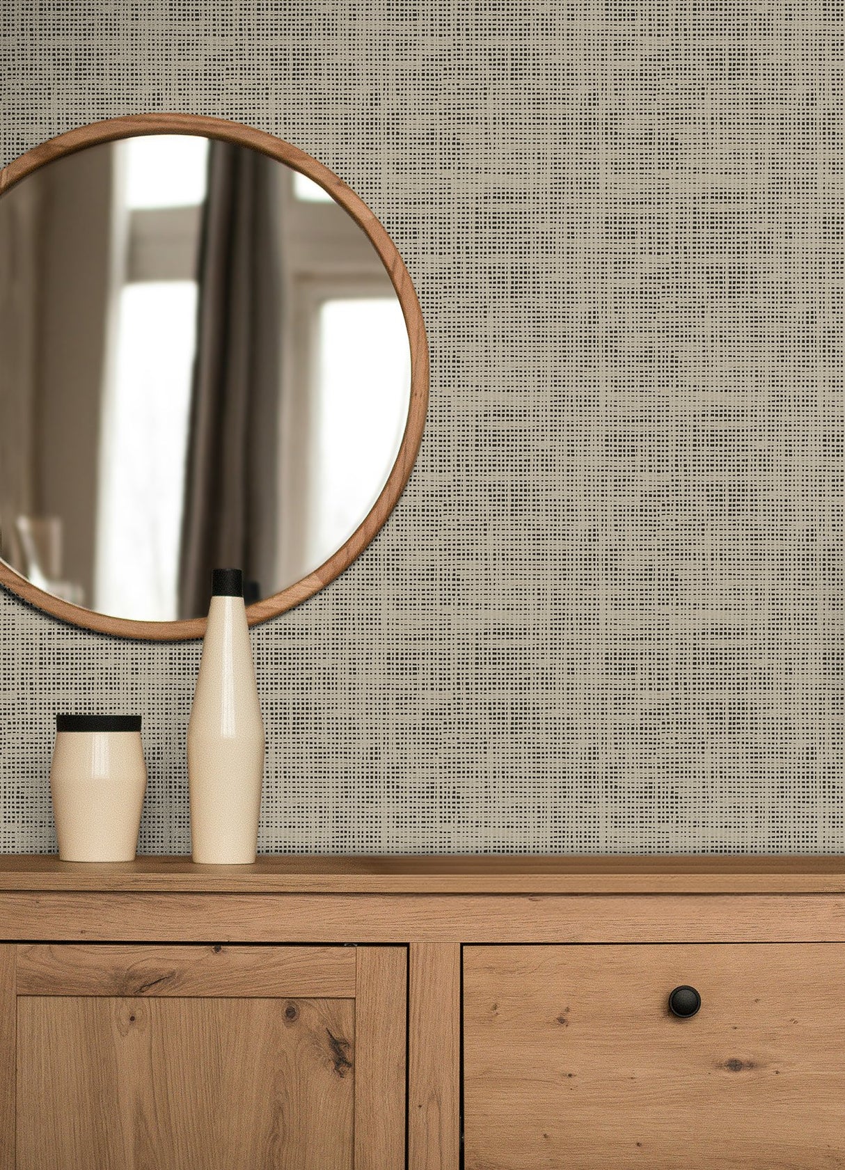 Nolan Black Faux Grasscloth Peel & Stick Wallpaper with Raised Ink Texture - NuWallpaper NUS6199