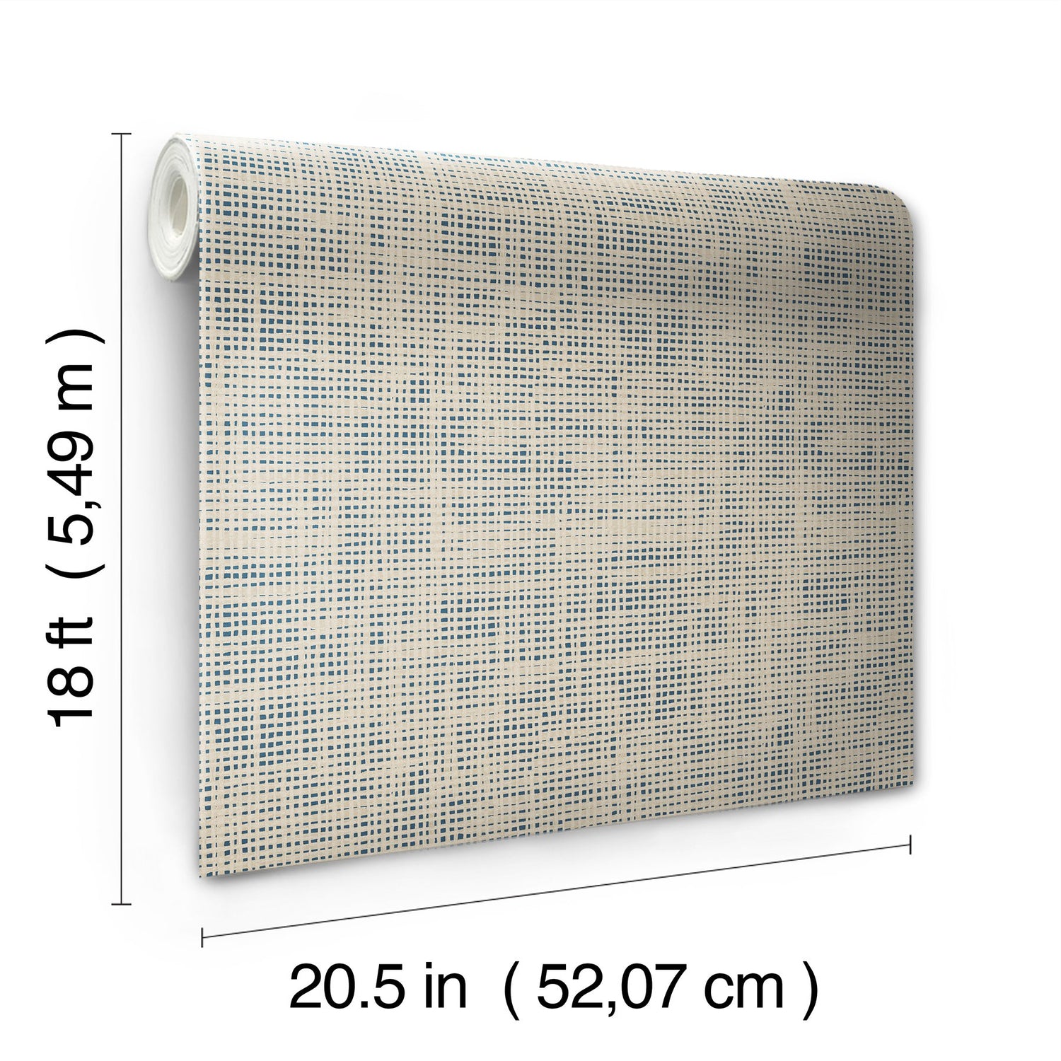 Nolan Blue Faux Grasscloth Peel & Stick Wallpaper with Raised Ink Texture - NuWallpaper NUS6200