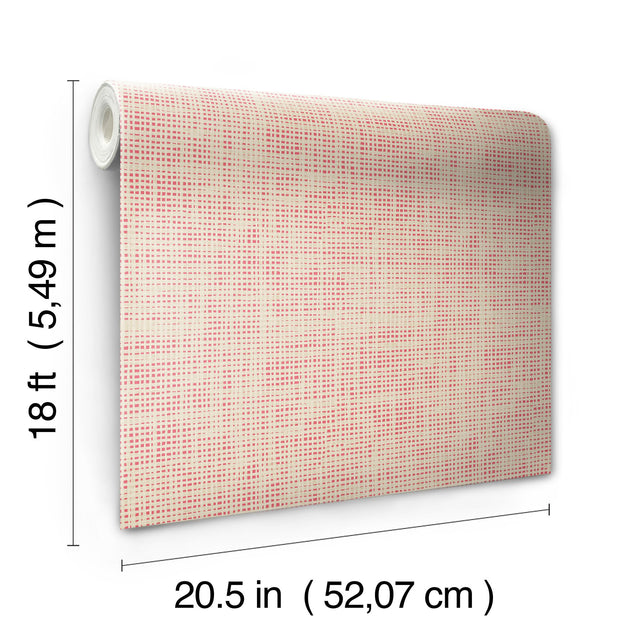 Nolan Pink Faux Grasscloth Peel & Stick Wallpaper with Raised Ink Texture - NuWallpaper NUS6201