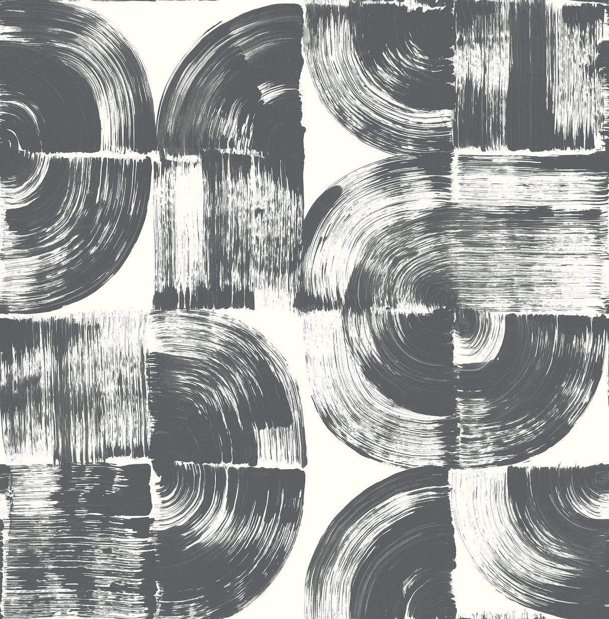 Elias Black Peel & Stick Wallpaper with Abstract Brushstroke Geometric Motif - NuWallpaper NUS6215