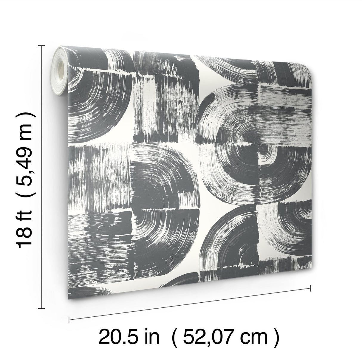 Elias Black Peel & Stick Wallpaper with Abstract Brushstroke Geometric Motif - NuWallpaper NUS6215
