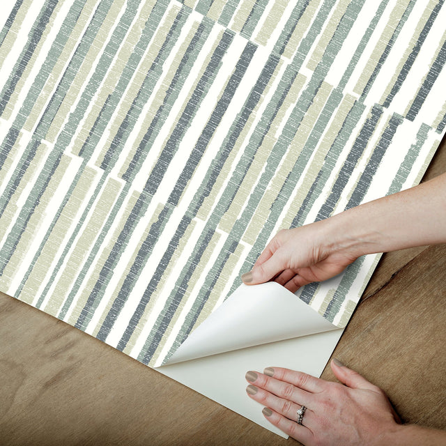 Kingston Grey Peel & Stick Wallpaper with Modern Stripes - NuWallpaper NUS6219