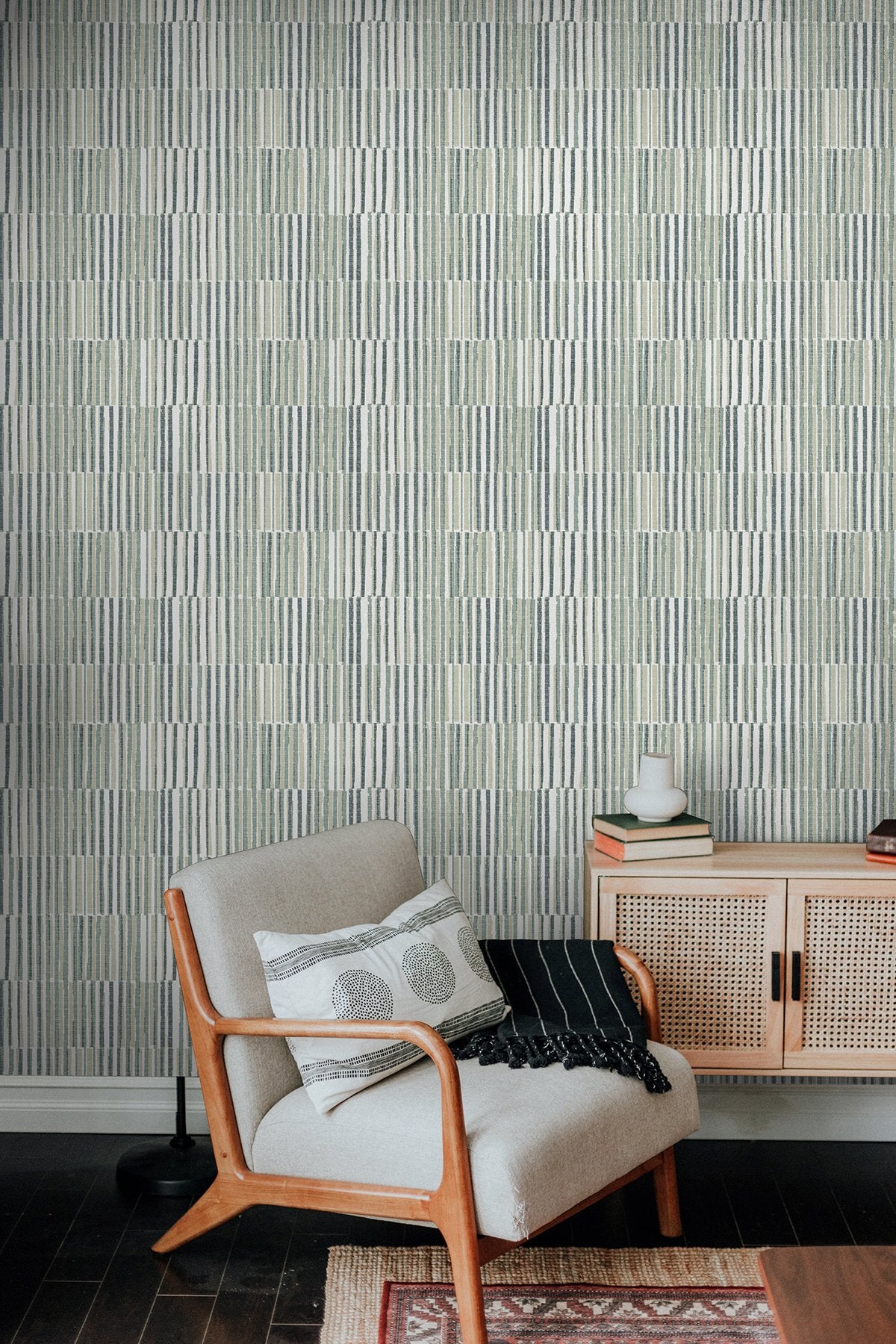 Kingston Grey Peel & Stick Wallpaper with Modern Stripes - NuWallpaper NUS6219