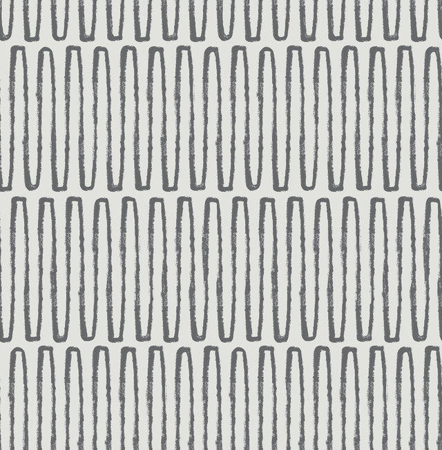 Porter Charcoal Peel & Stick Wallpaper with Retro Geometric Stripe Pattern - NuWallpaper NUS6220