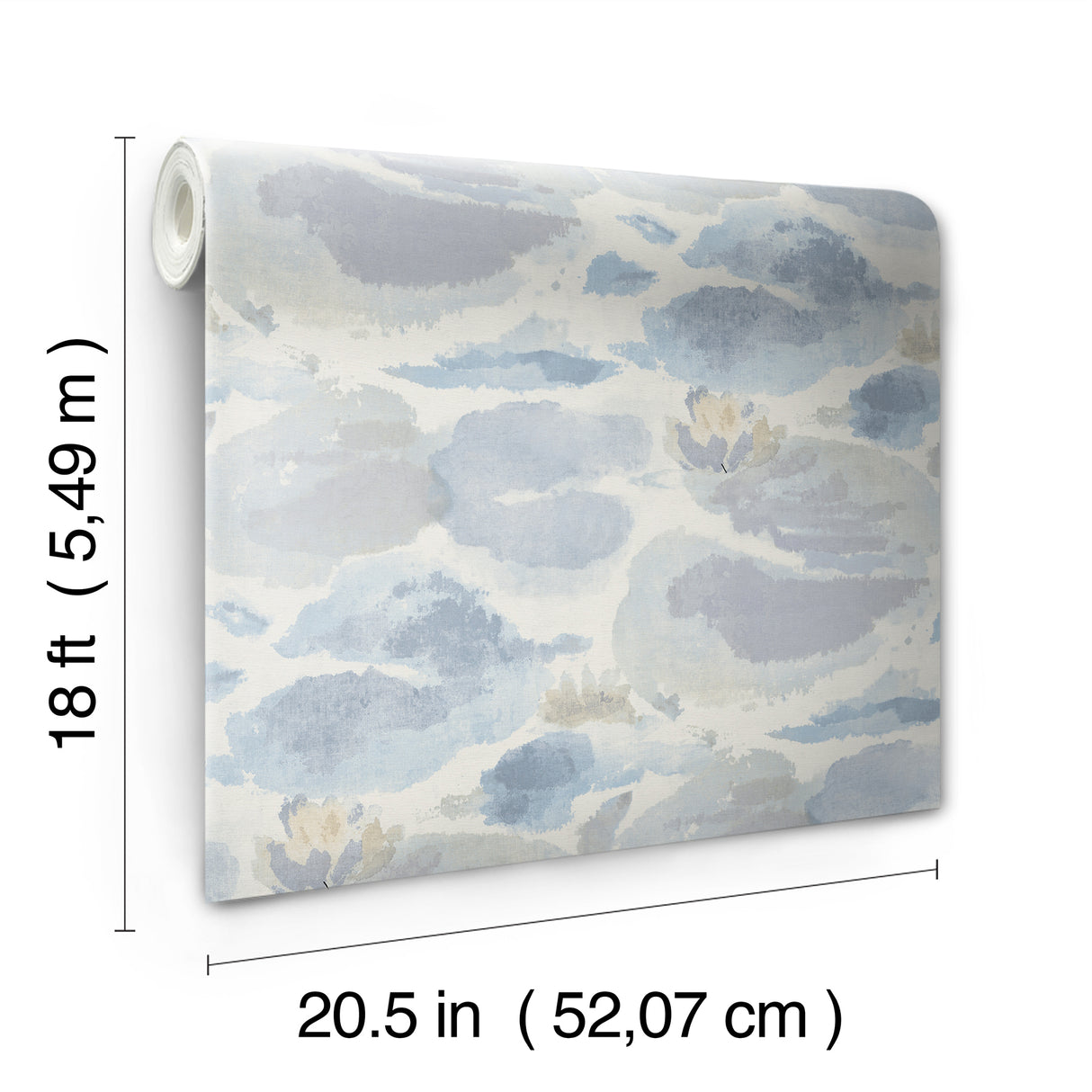 Water Lily Blue by NuWallpaper Serene Painterly Botanical Peel and Stick Wallpaper Transitional Floral WallPops Collection NUS6419