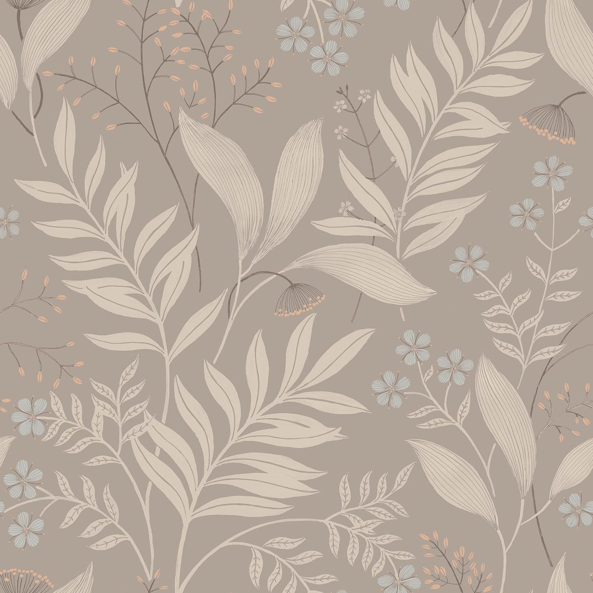 Amanda Taupe Botanical Peel and Stick Wallpaper by NuWallpaper - NUS6424