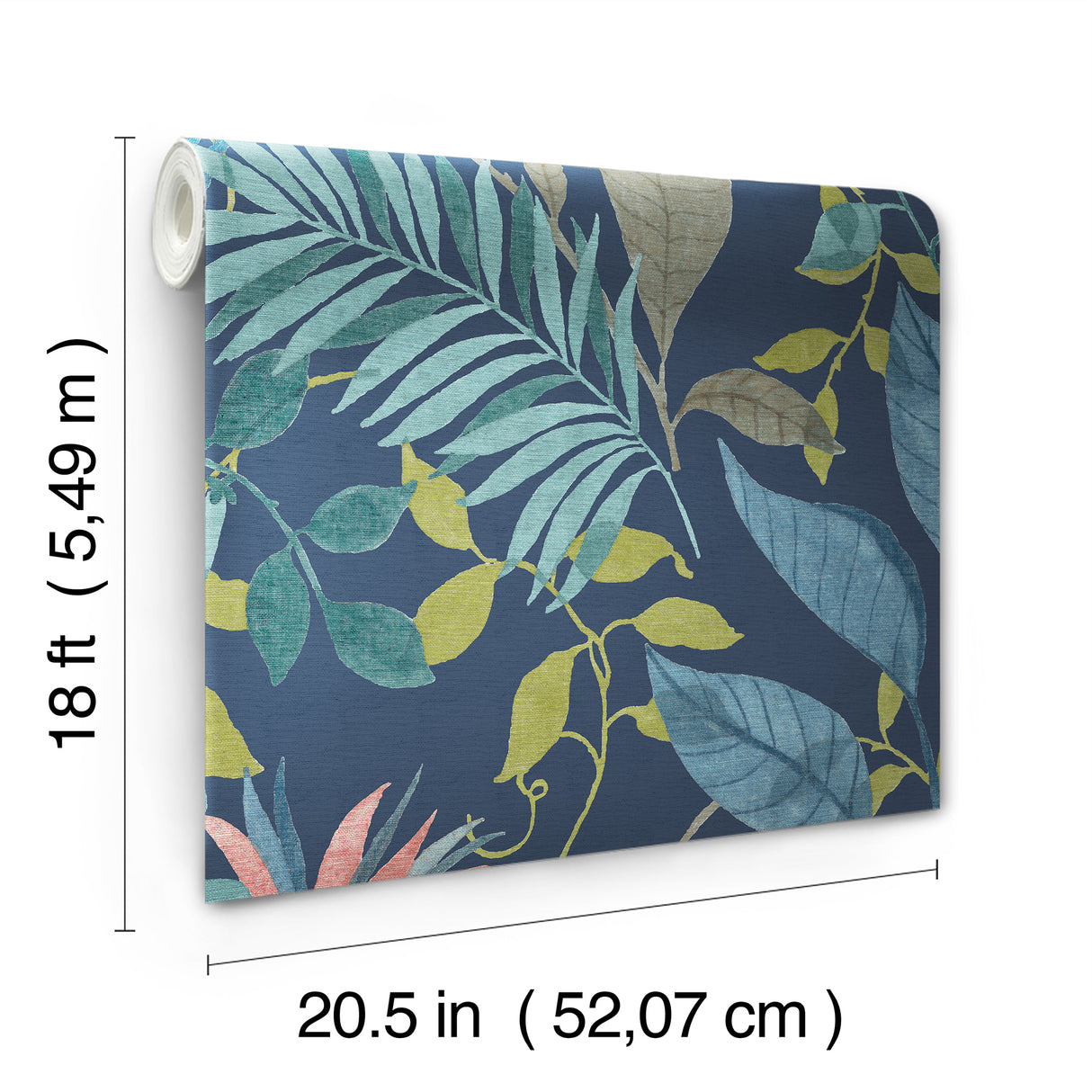 Jesinda Cobalt by NuWallpaper Vibrant Botanical Tropical Floral and Leaf Peel and Stick Wallpaper in Deep Blue Pink and Green NUS6427