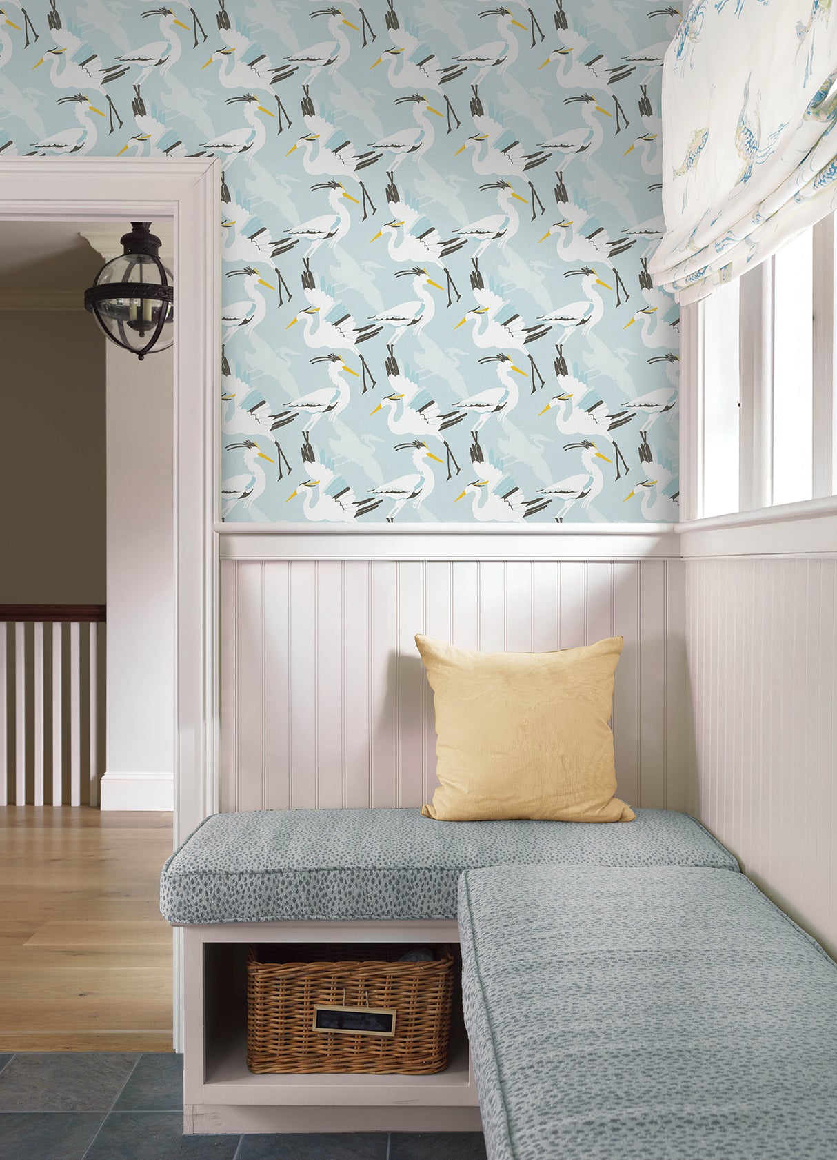 Coastal Wings Blue by NuWallpaper Nautical Egret Crane Bird Peel and Stick Wallpaper 20.5 in x 18 ft Fully Removable Single Roll NUS6501