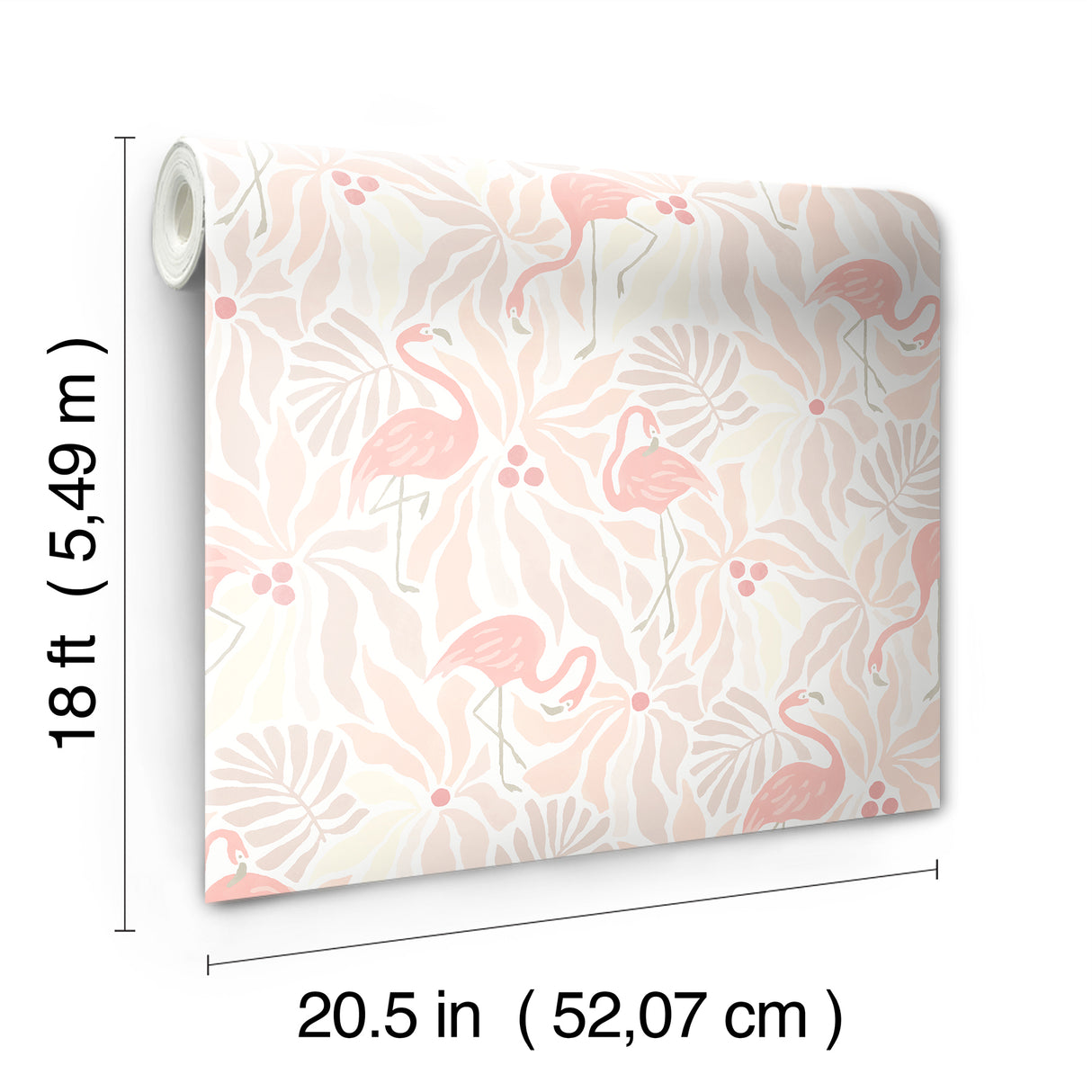 WallPops Flamingo Fun Pink and Taupe Peel and Stick Wallpaper Tropical Flamingo and Botanical Leaf Pattern RoomMates Collection NUS6623
