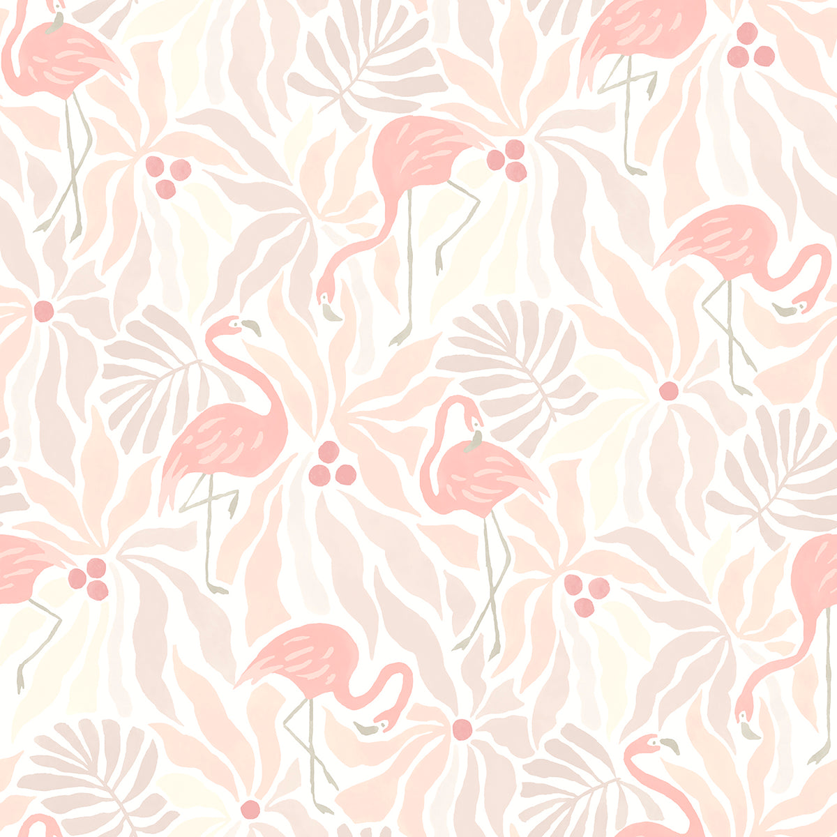 Flamingo Fun Pink and Taupe Peel and Stick Wallpaper by WallPops NUS6623