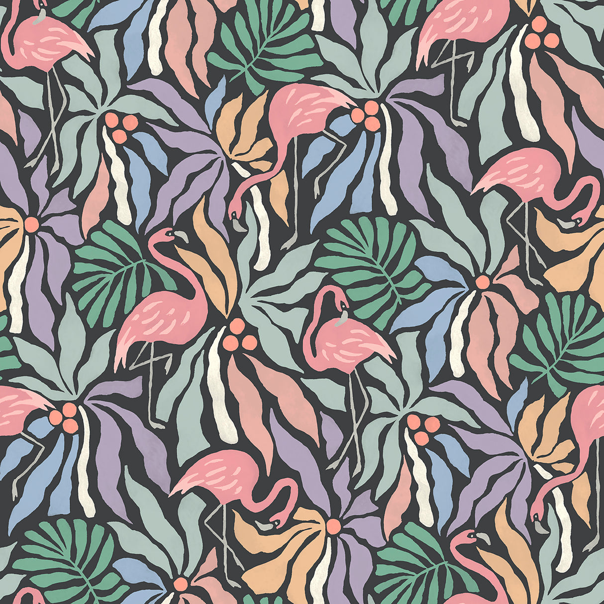 Flamingo Fun Black Peel and Stick Wallpaper by WallPops - NUS6624
