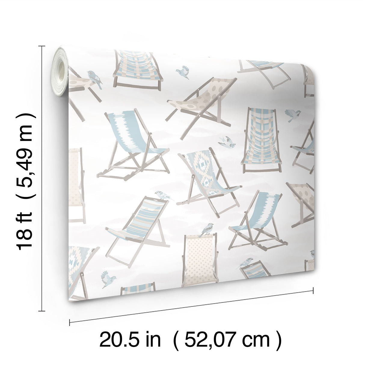 Just Lounging Sand Peel and Stick Coastal Beach Deck Chair Pattern Wallpaper, Fully Removable and Repositionable Vinyl by WallPops NUS6633