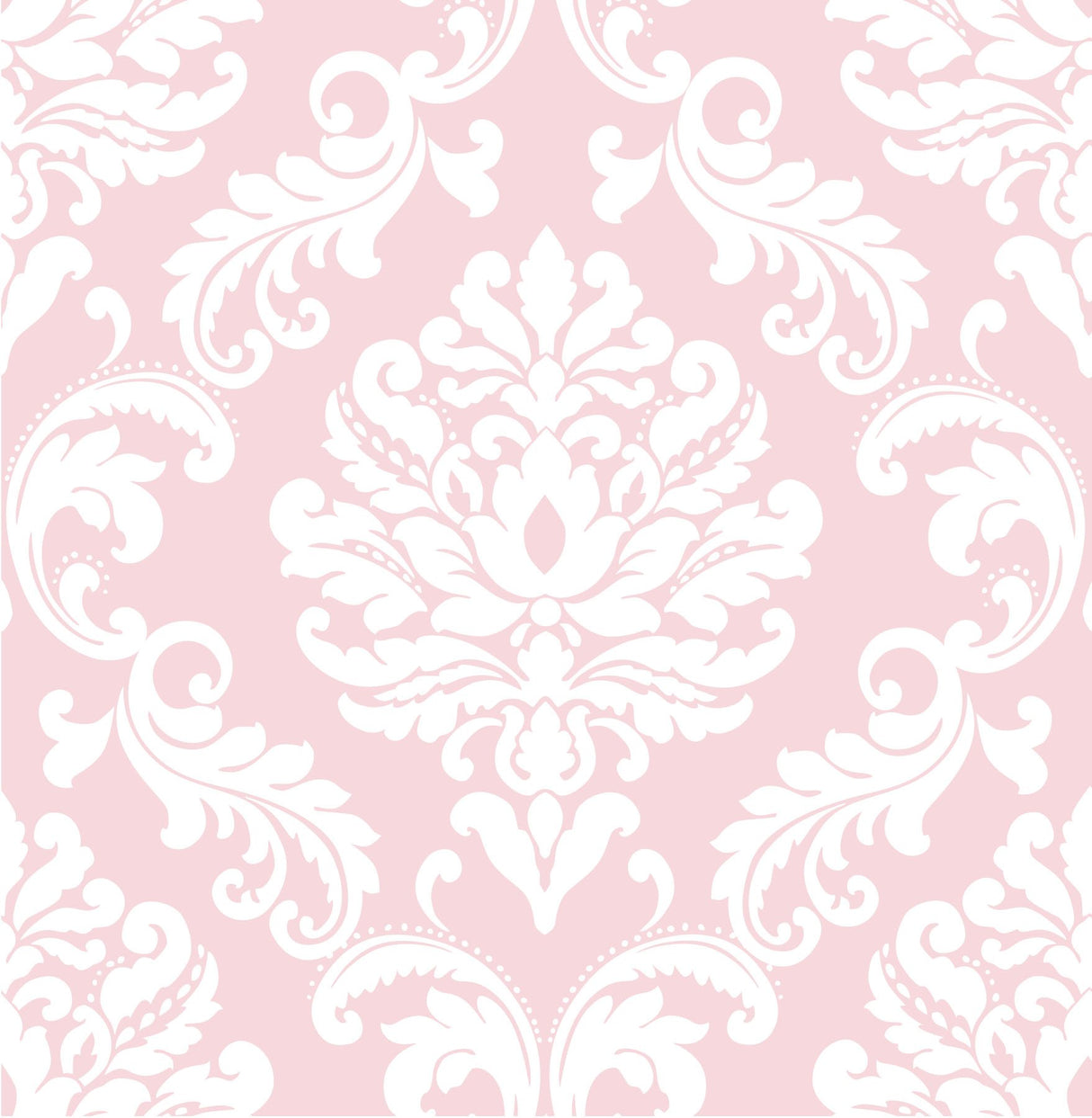 Ariel Pink Peel & Stick Damask Wallpaper - Brewster NUW1397