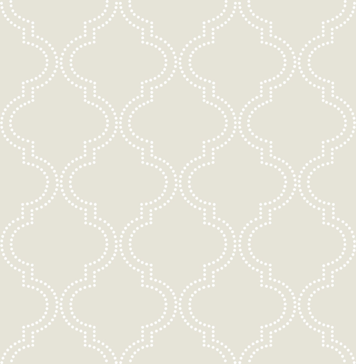 Taupe Quatrefoil Peel & Stick Wallpaper with Dotted Geometric Motif - Brewster NUW1425
