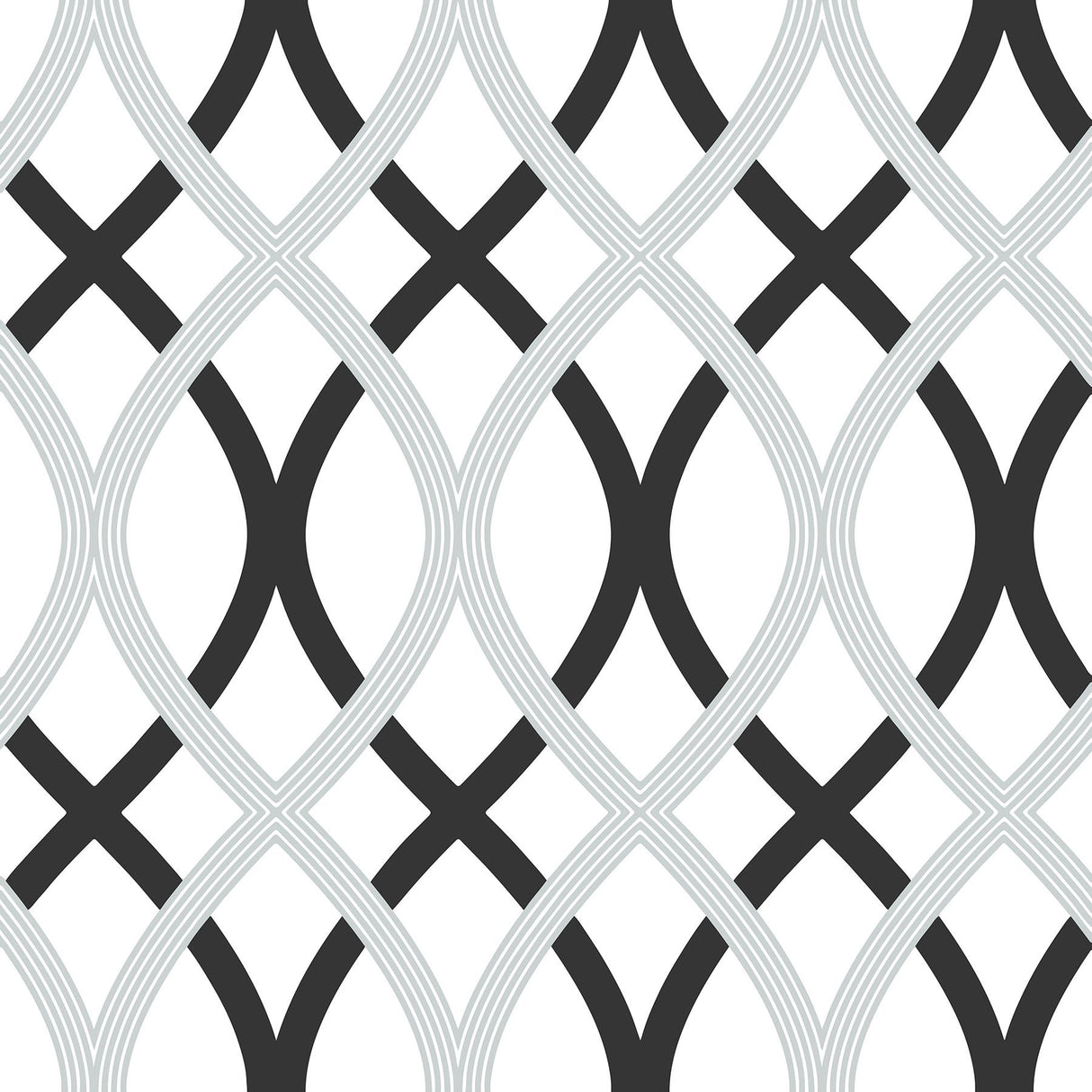 Black & Silver Lattice Peel & Stick Wallpaper - NuWallpaper NUW1658