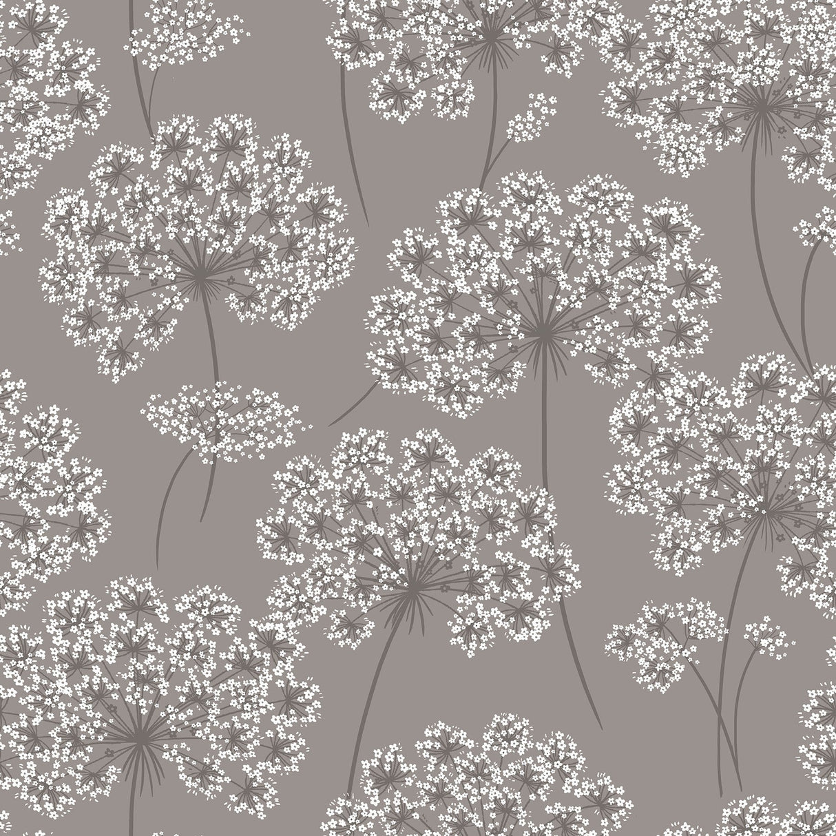 Angelica Grey Peel & Stick Wallpaper with Floral Queen Annes Lace Motif - NuWallpaper NUW1693