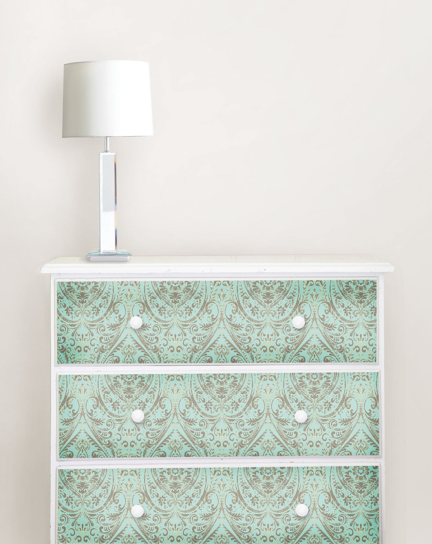Nomad Damask Turquoise Peel & Stick Wallpaper, Bohemian Damask Pattern - NuWallpaper NUW2079