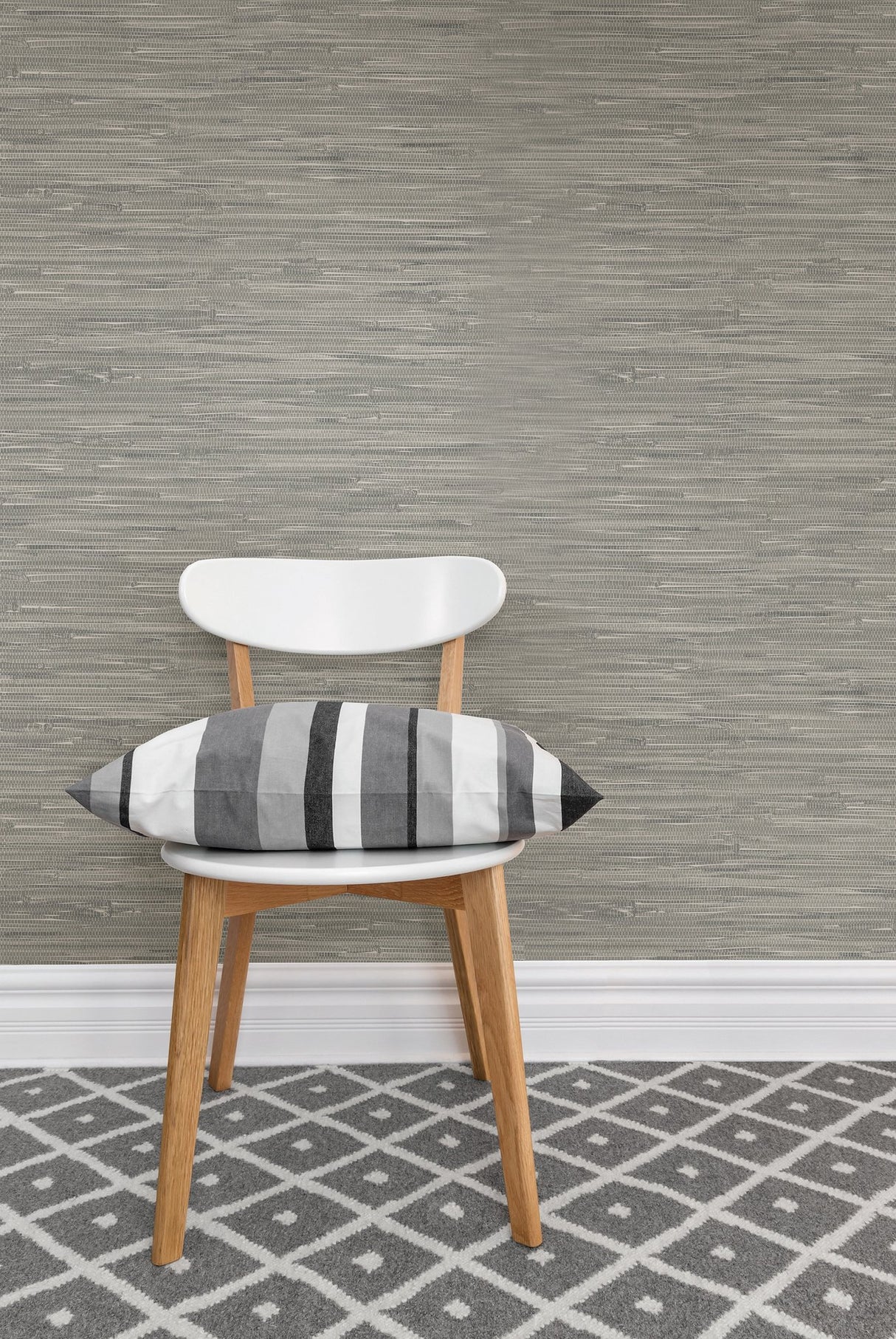 Tibetan Grasscloth Grey Natural Peel & Stick Wallpaper - NuWallpaper NUW2083