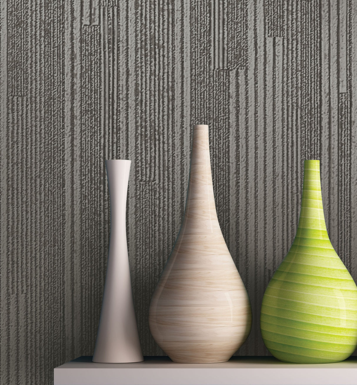 Vertical Plumb Charcoal Metallic Wallpaper with Metallic Stripe Pattern - York NV5500