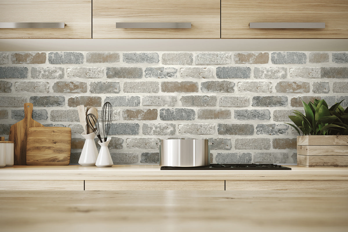 Washed Brick Soft Gray & Rust by NextWall Peel & Stick Brick Peel & Stick Wallpaper – NextWall NW30500