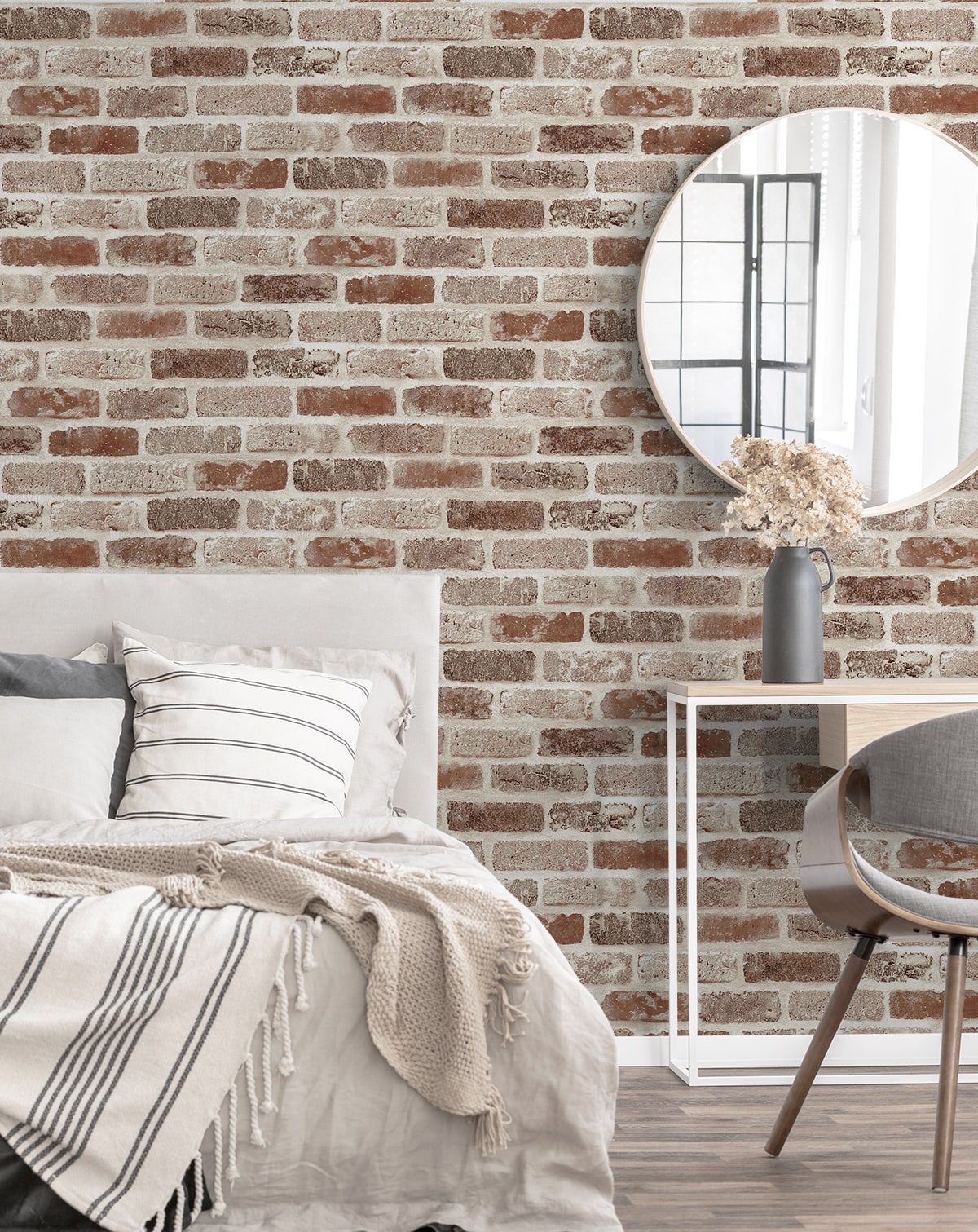 Washed Brick Adobe by NextWall Peel & Stick Brick Peel & Stick Wallpaper – NextWall NW30501 -Sample