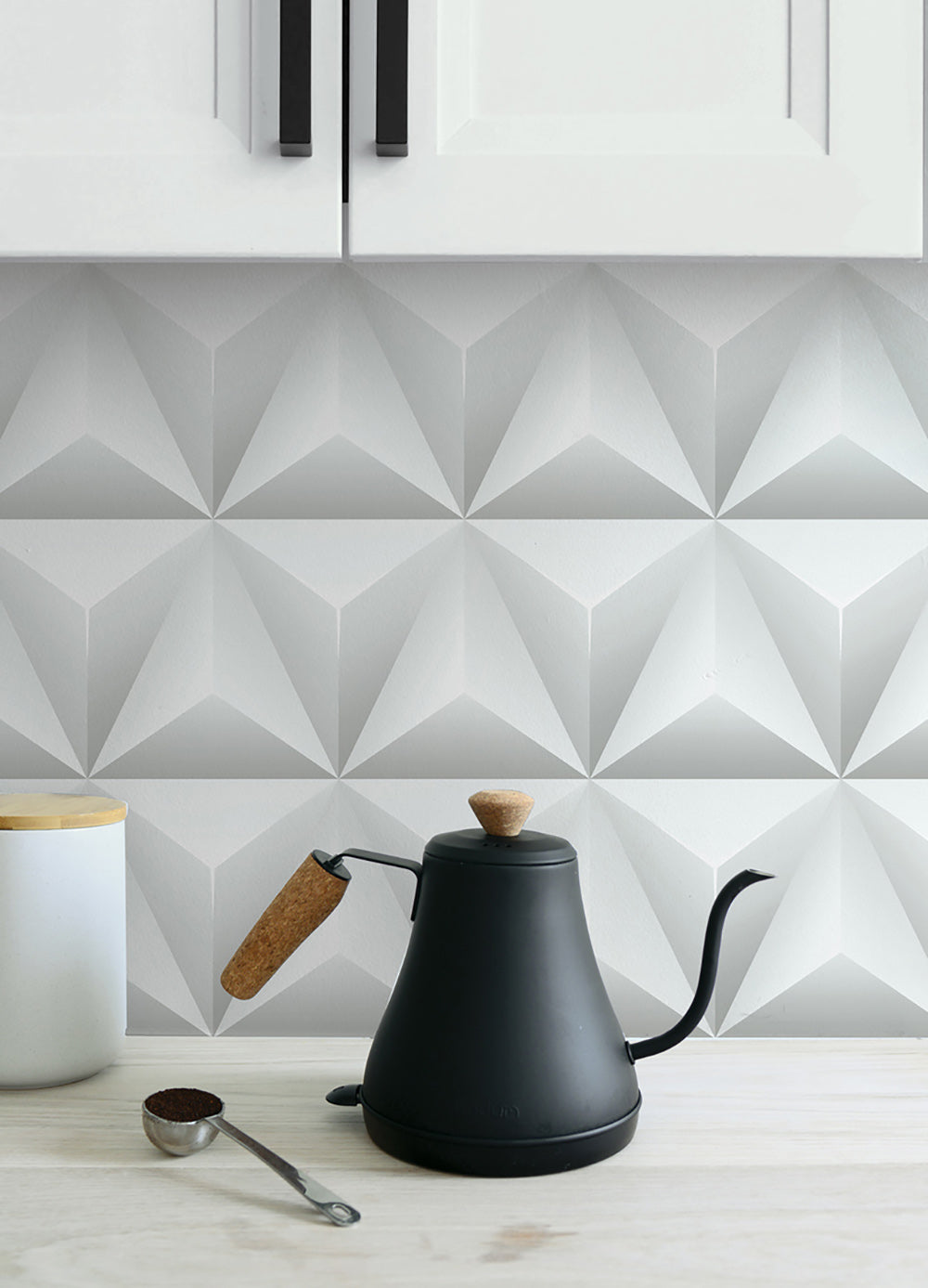 Triangle Origami Gray by NextWall Peel & Stick Geometric Peel & Stick Wallpaper- NextWall NW32800