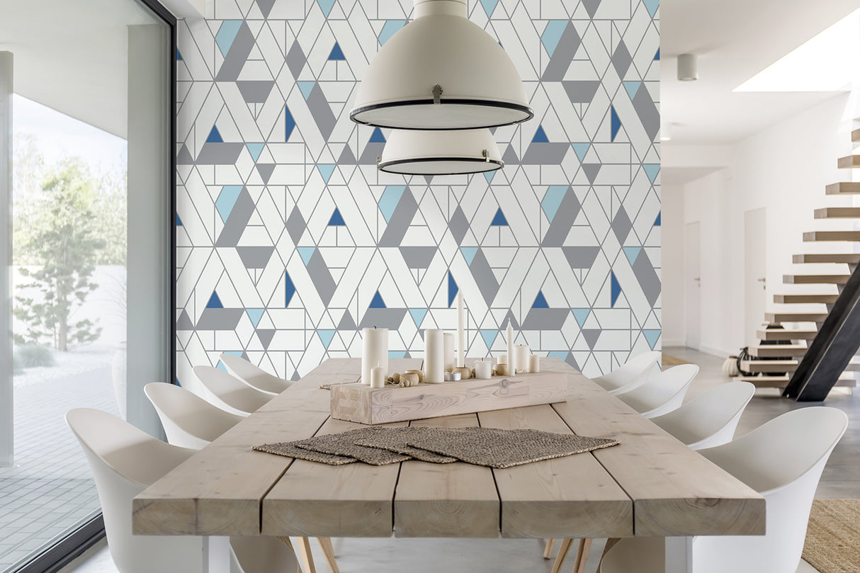 Kaleidoscope Blue & Gray by NextWall Peel & Stick Geometric Peel & Stick Wallpaper – NextWall NW34702