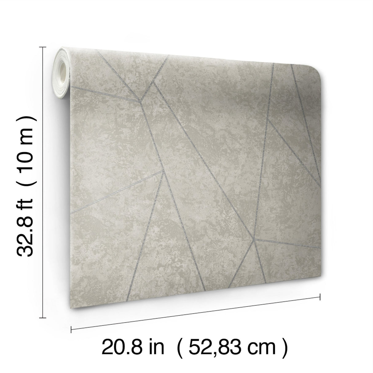 Nazca Light Grey & Silver Geometric Metallic Non Woven Wallpaper - York NW3503