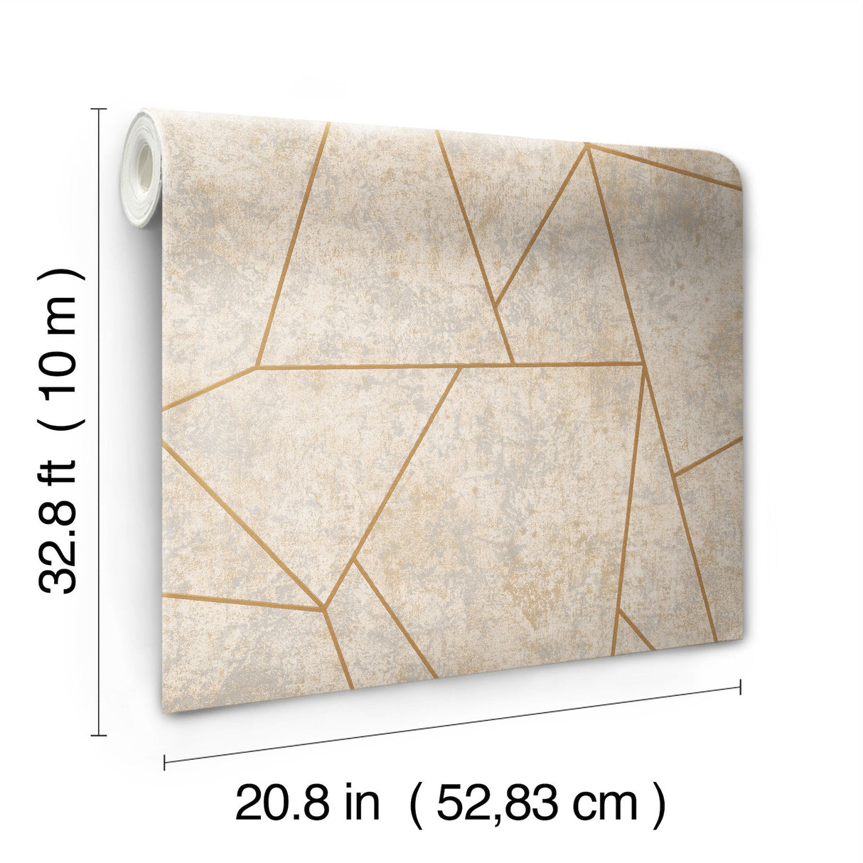 Nazca Neutral & Gold Wallpaper with Metallic Geometric Pattern - York NW3504